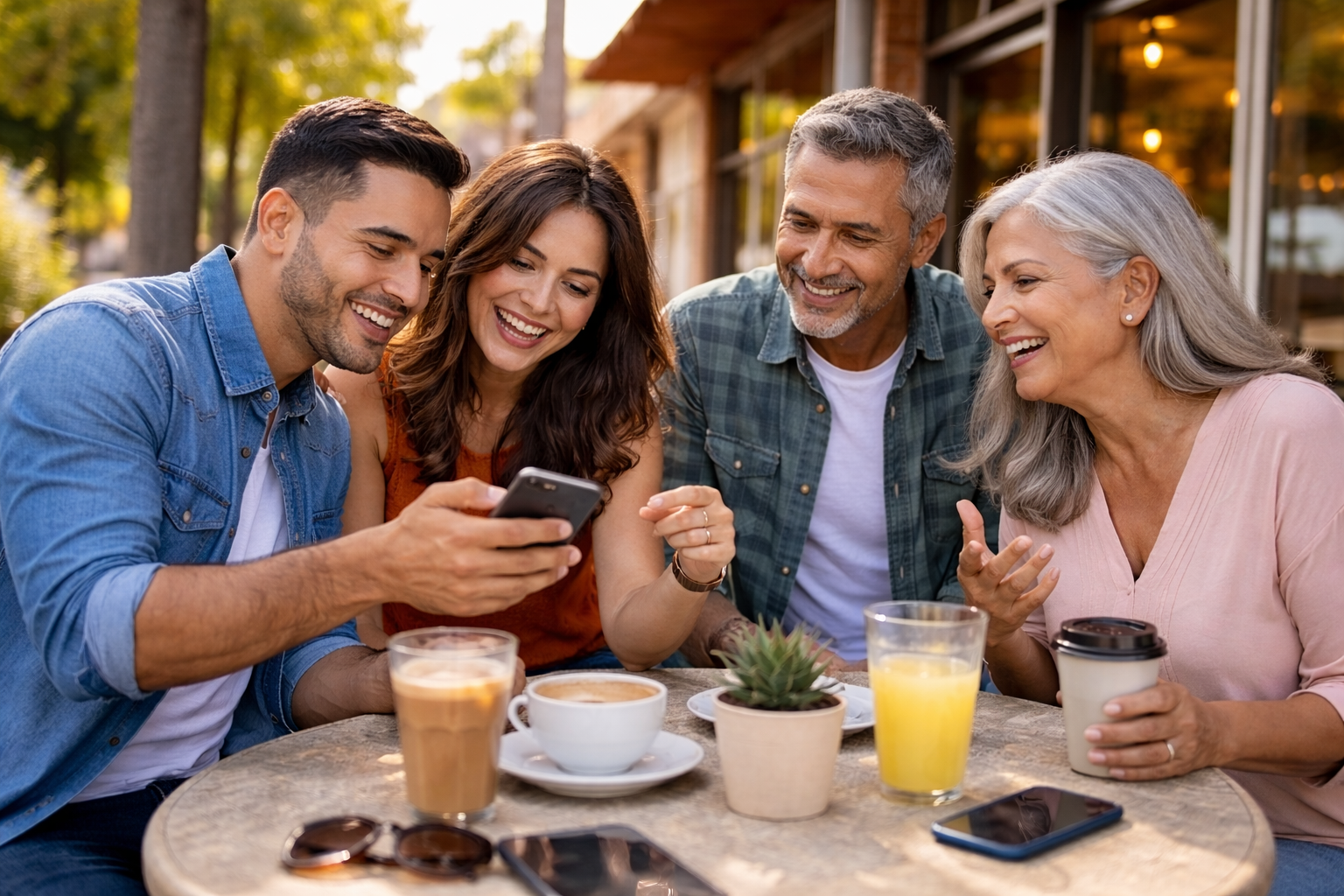Familia y amigos compartiendo recomendaciones en Phoenix